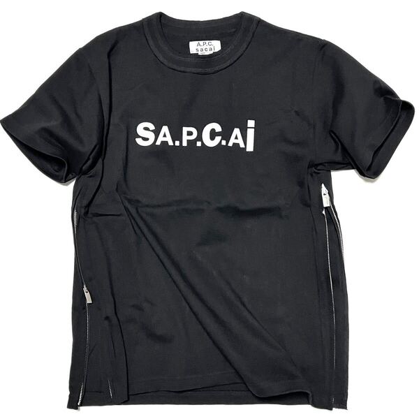 XS 新品 タグ無し A.P.C. SACAI コラボ ロゴ Tシャツ アーペーセー × サカイ 黒 Kiyo TEE ブラック キヨ 限定 APC コラボT A.P.C. SACAI