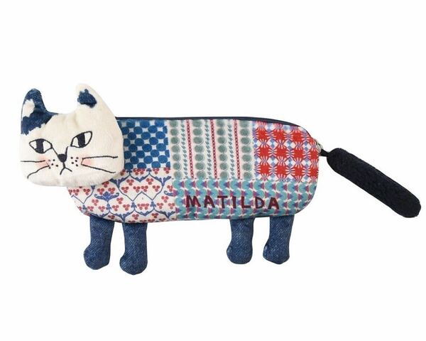 ダイカットポーチ♪ 猫 マチルダさん ブルー Kusuguru Japan ペンケース メガネケース 送料込み