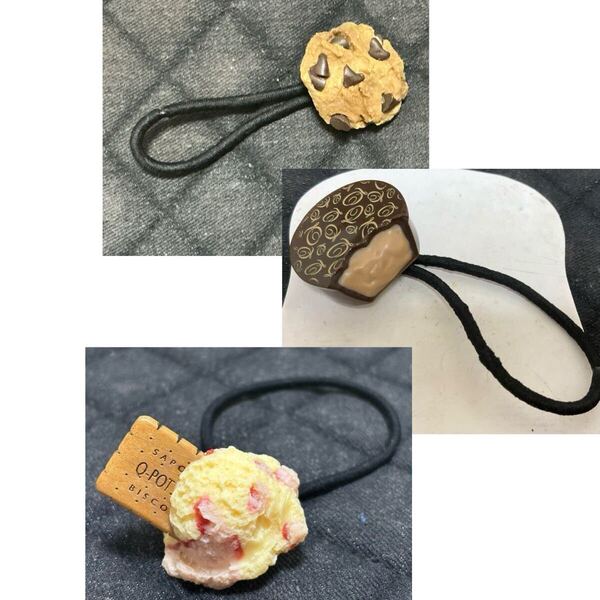Q-pot.ヘアゴム3点セット ショコラドQ ビスケットアイス チョコチップクッキー ゆうパケットプラス込