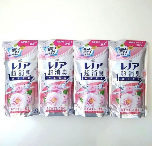 新品 匿名発送 送料無料 未開封 P&G レノア 超消臭 1WEEK 柔軟剤 フローラルフルーティーソープ 詰め替え用 370ml×4袋