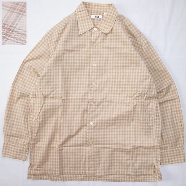 uniqlo u オーバーサイズチェックシャツ 長袖 Shirts 長袖シャツ 長袖 ロングスリーブ Long sleeve シャツ オーバーサイズ ユニクロ cream