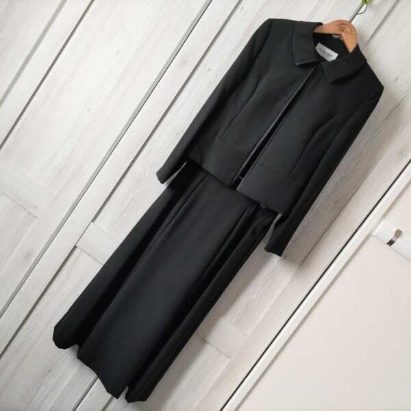 送料無料*美品【marie claire マリクレール 】ブラックフォーマル セットアップ 3点セット 礼服 冠婚葬祭 9 M