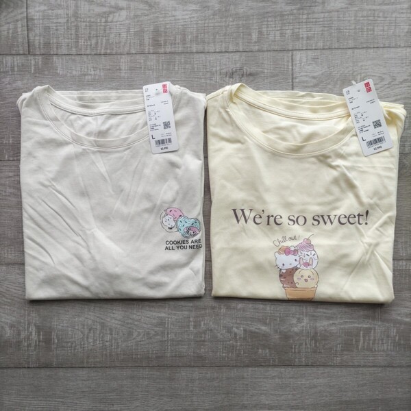 送料無料*未使用【UNIQLO ユニクロ】ルームウェアのTシャツのみ2点 L