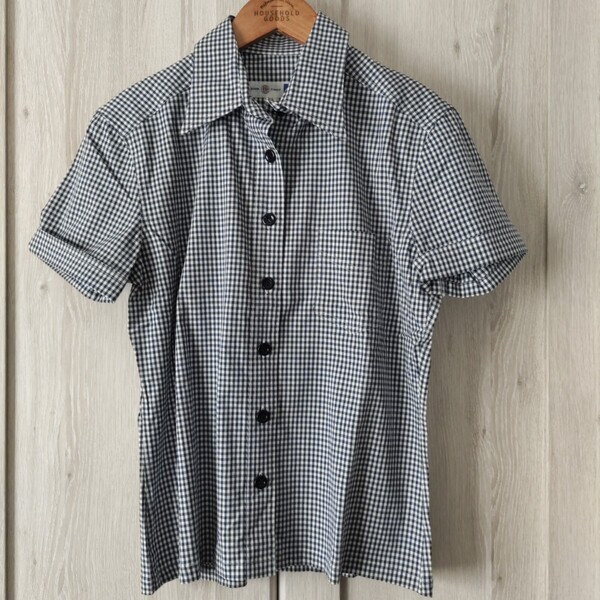 送料無料*未使用【BORN France/PINK HOUSE ピンクハウス】半袖シャツ M(38) 紺系チェック MADE IN France