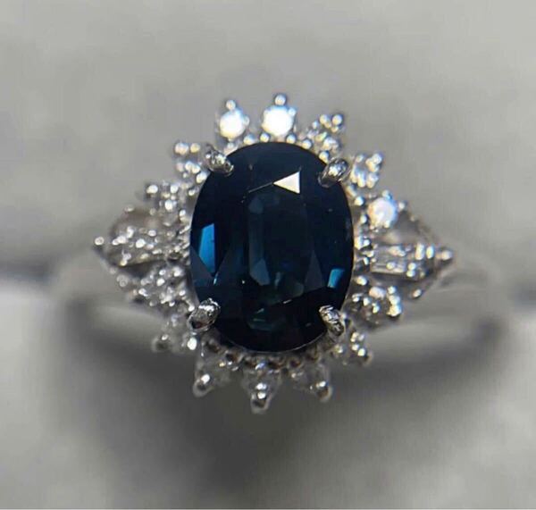 ★高級ジュエリー★上質なブルーサファイア1.04ct 無色透明 照りの強い上質なダイヤモンド0.2ct Pt900プラチナ 指輪 重量 5.6g サイズ10号