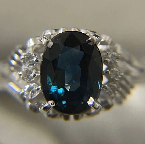 極希少♪ 幻〜カラーチェンジサファイア★グリーン〜ブルー★サファイア2.30ct ダイヤ0.12ct プラチナ指輪●4.7g 12号