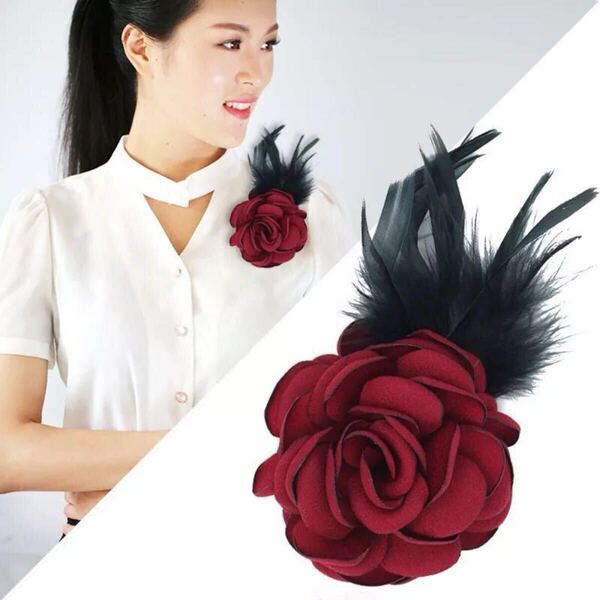 ハンドメイド コサージュ 髪飾り布花 公演 講演 結婚式 二次会 発表会 入学式 卒業式 パーティ 同窓会 歓送別会 等不可欠 レッド