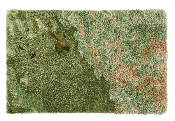 山形緞通 手刺 WOOL40% SILK60% インペリアルカーペット サイズ:60×95 図柄:KOKE 色:モスグリーン 高級カーペット 定価220,000円 未使用