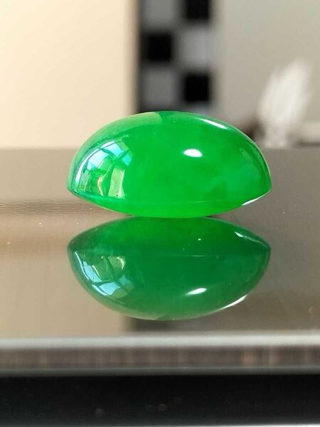 天然翡翠裸石 アイスジェイダイト カボションルース jewelry ジュエリー ハイグレード◆綺麗な緑色◆22.0ct MIRE1094