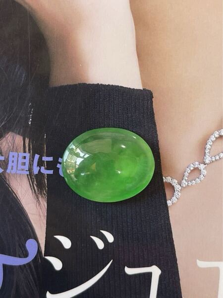 海麗 天然翡翠裸石 アイスジェイダイト カボションルース 高級ジュエリーオーダーメイド用 綺麗な緑色 26.0ct MIRE1069