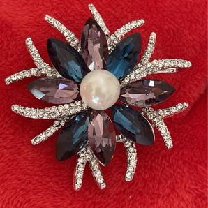 優雅♪ 上品 ♪ 高品質CZダイヤ&クリスタル パールブロッチ 結婚式 二次会 パーティ 歓送別会、デート不可欠なアイテム♪キラキラ