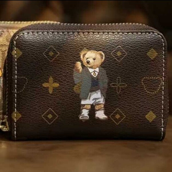 新品 カードケース 男女兼用 レザー 可愛 大容量 ベア ブラウン 新品 じゃばら クレジットカード コインケース 名刺入れ ベローズ