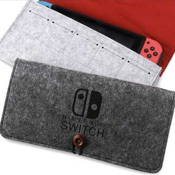 任天堂スイッチ専用 薄型nintendo switch 収納ケース ゲームカードホルダー フェルト 防塵 ソフト シンプル ダークグレー 全面保護