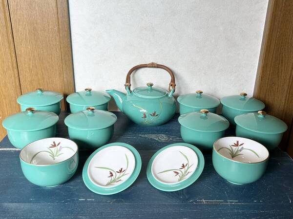 【送料無料】真山窯 茶器セット 急須1 蓋付き湯呑10