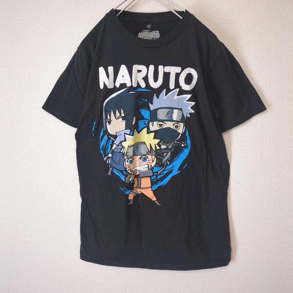 NARUTO ナルト Tシャツ キャラT サスケ カカシ アニメ 漫画 黒 ブラック Sサイズ メンズ