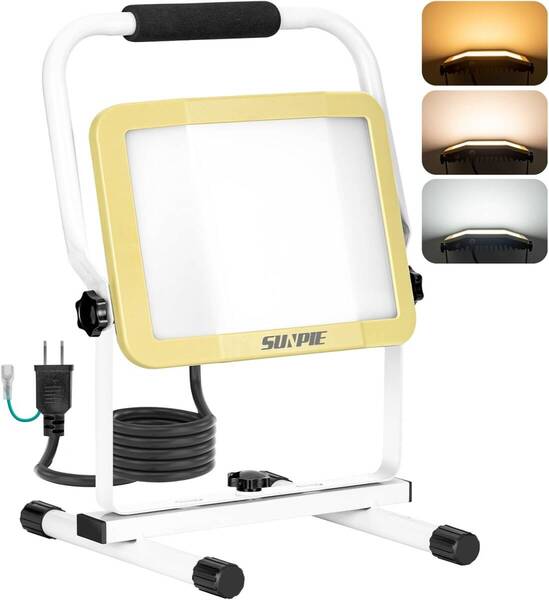 LED投光器 ライト 屋外 作業灯 フラッドライト 三面発光広角210度 電球色 (3色切替, 1個)