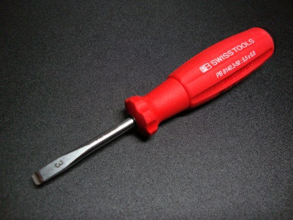 送料無料 即決 PB SWISS TOOLS スイスグリップ マイナス ドライバー 8140.3-50:5,5x0,8 スイス製ピービースイスツールズ レッド 赤 ラバー