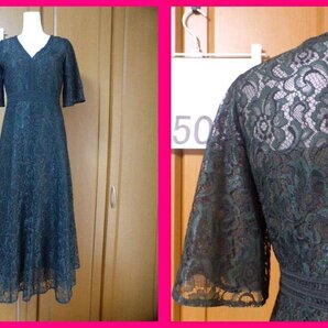 送料無料★5分袖総レースワンピース36 グリーン Jewel Changesジュエルチェンジズ ユナイテッドアローズ 結婚式披露宴二次会フォーマル