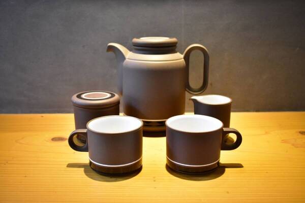 イギリス ホーンジー Hornsea コーヒー/ティーセット カップ、ポットなど5点 ビンテージ食器