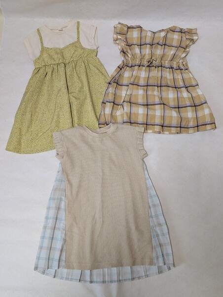 子ども服 まとめ売り3点 女の子 夏物 半袖 ワンピース アプレレクール サイズ90 キッズ おでかけ