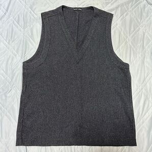 FRANK LEDER ベスト M プルオーバー ジレ Vネック ヘリンボーン ウール ヴィンテージ チャコールグレー フランクリーダー ドイツ製 メンズ