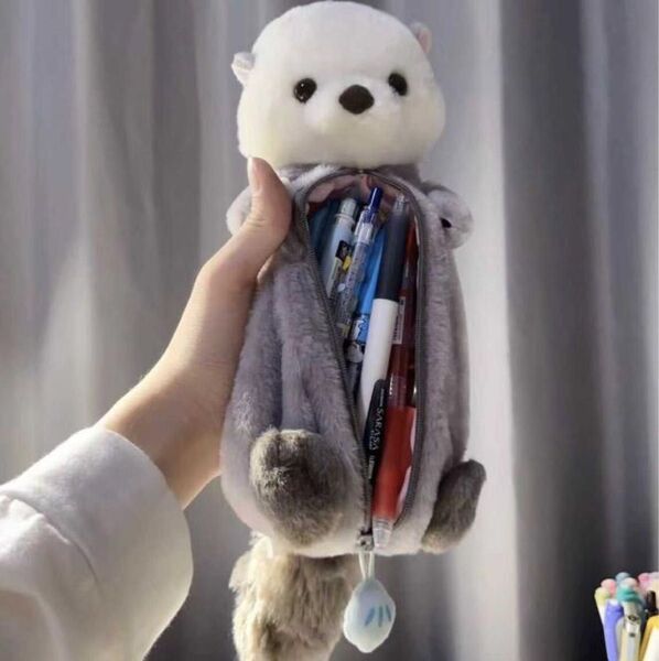 筆箱 ペンケース 人形 らっこ ぬいぐるみ 可愛い 文房具 もふもふ ポーチ