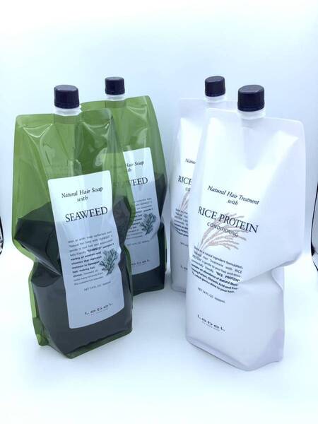 ルベルナチュラルヘアーソープシーウィード1600ml×2本 ライスプロテイン1600ml×2本 詰め替えパック