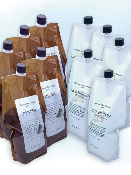 ルベルナチュラルヘアーソープホホバ1600ml×5本 ライスプロテイン1600ml×5本 詰め替えパック