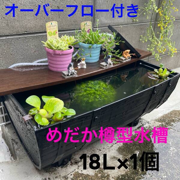 めだか 飼育 水槽 ビオトープ オーバーフロー 大雨対策 樽型 メダカ 金魚 魚 飼育ケース プランター コンテナ 黒