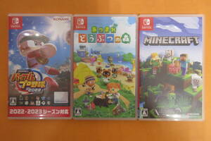 054) ジャンク ニンテンドー Switchソフト 3個セット MINECRAFT/あつまれどうぶつの森/eBASEBALLパワフルプロ野球2022