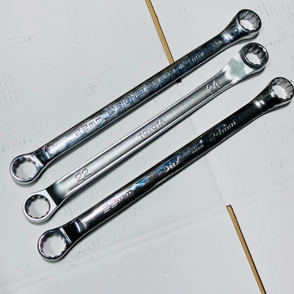【22-24mm】中古品 送料無料 TOYOTA(KTC) DEEN SIGNET オフセット メガネレンチ 3本