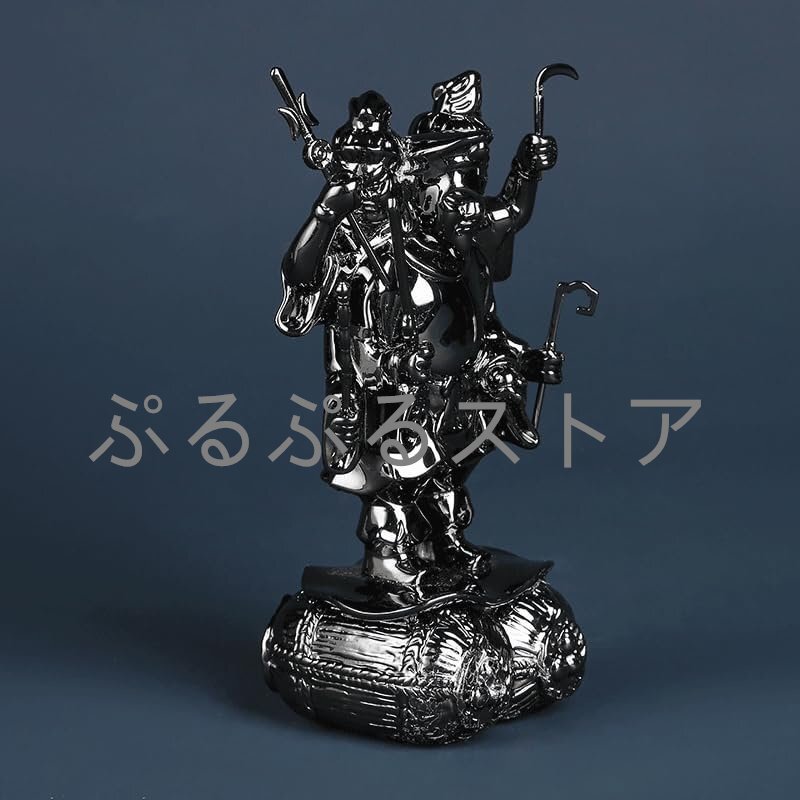 【 恵 #0791】 雰囲気の良い石仏 大黒尊立像 石像　検：仏教美術/仏像/七福神/福の神 ｜是空 大黒天 厨子入りの仏像(金古美仕上げ)＿御守り本尊 イSム