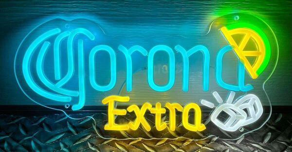 CoronaExtra LEDネオンサイン ネオン看板 USB電源 調光調整付 壁掛け アメリカン雑貨 ガレージ雑貨 コロナビール ライム アイスキューブ