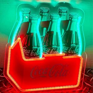 コカコーラ LEDネオンサイン ネオン看板 2色 USB電源 調光調整付 CocaCola アメリカン雑貨 ガレージ雑貨 ビンテージ 瓶コーラ 6ボトル