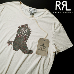 黄金期/デッドストック/新品【RRL】ダブルアールエル/雰囲気抜群/完売レア過去モデル/RRL WESTERN BOOTS ロゴTシャツM/ラルフローレン