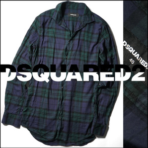 美品【 DSQUARED2 ディースクエアード 】16AW/S74DL0940/イタリア製/通年着用可能なレーヨン混合素材チェックシャツ46/S相当
