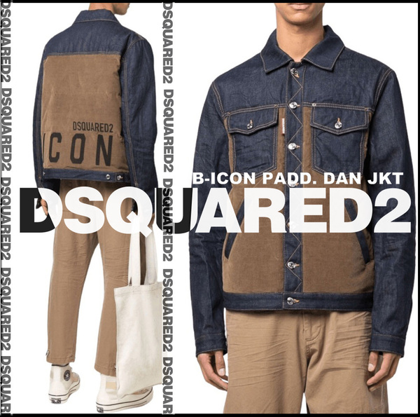 新品190,300円【 DSQUARED2 ディースクエアード 】MADE IN ITALY / B- ICON PADD, DAN JKT/ICONロゴ/デニムコーデュロイダウンジャケット52