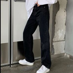 shein デニムパンツ パンツ 着痩せ 加工デニムパンツ ブラック パンツ