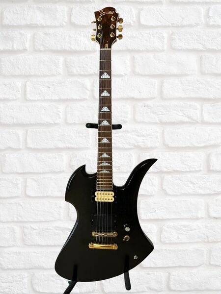 今だけ!送料無料!【7023】Burny バーニー スルーネックMOD モッキンバード MG hide ブラック エレキギター フェルナンデス