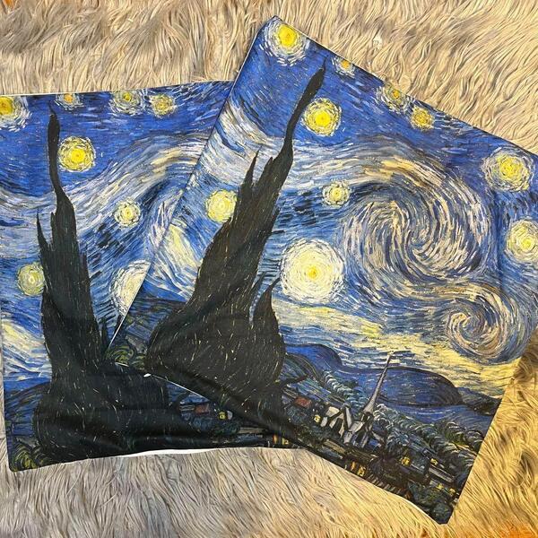 1枚【 ゴッホ 星月夜 】 クッションカバー 枕カバー 座布団カバー