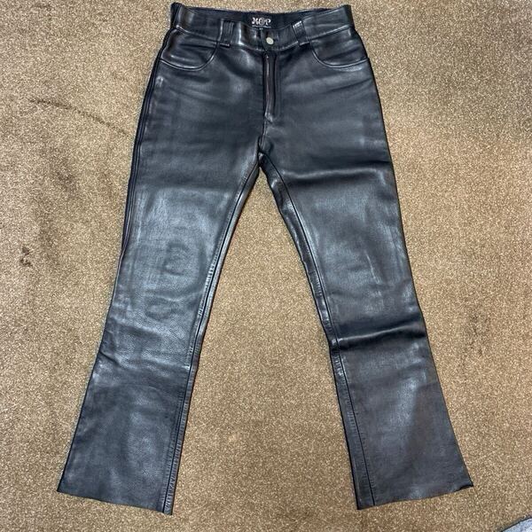 MOM&POP MOTORCYCLE マム&ポップ ブーツカット レザーパンツ 32 馬革 ホースハイド ブーツカット 日本製