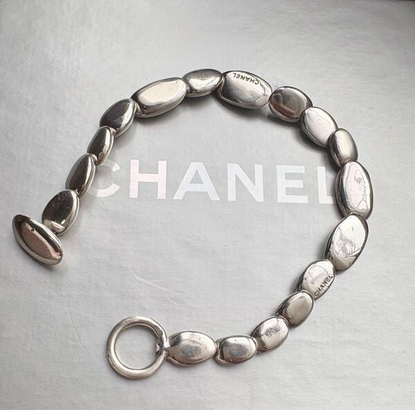 シャネル シルバー 925 CHANELロゴ入り ビーズ ブレスレット ブレスレット