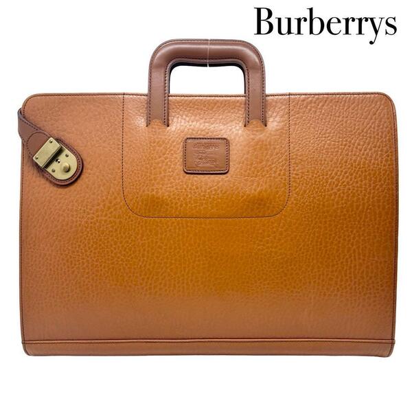 Burberrys バーバリーズ レザー ビジネスバッグ クラッチバッグ ブリーフケース ハンドバッグ 鍵付き 2WAY メンズ ブラウン