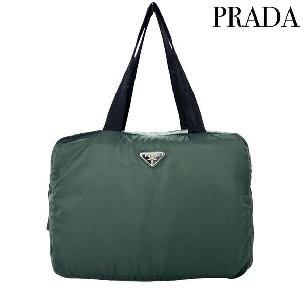 PRADA プラダ テスートナイロン トートバッグ カーキ ハンド ショルダー 肩掛け メンズ レディース 男女兼用