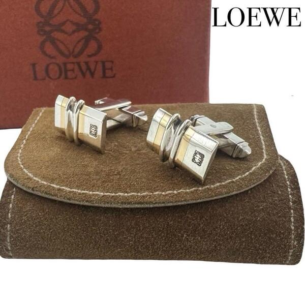 LOEWE ロエベ アナグラム カフス カフリンクス シルバー×ゴールド メンズ ビジネス