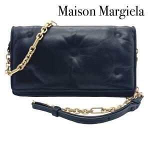 Maison Margiela メゾンマルジェラ グラムスラム チェーンショルダー ウォレット 2WAY 長財布 黒 ブラック レディース