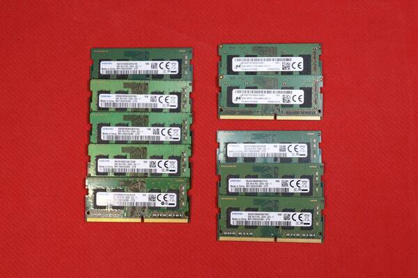 ★送料無料★ SAMSUNG 8枚 +Micron 2枚 計10枚/ PC4-2666V 4GB 10枚セット/ ノートパソコン用メモリ/ DDR4 SO-DIMM / 中古動作品/ 176