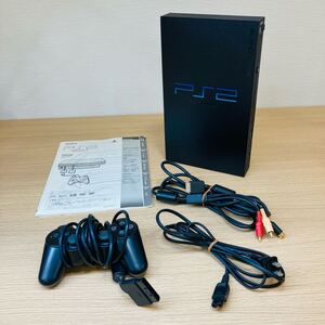 O25088 SONY PlayStation2 プレイステーション2 PS2 SCPH-50000 本体 コントローラー S端子ケーブル 黒 ブラック