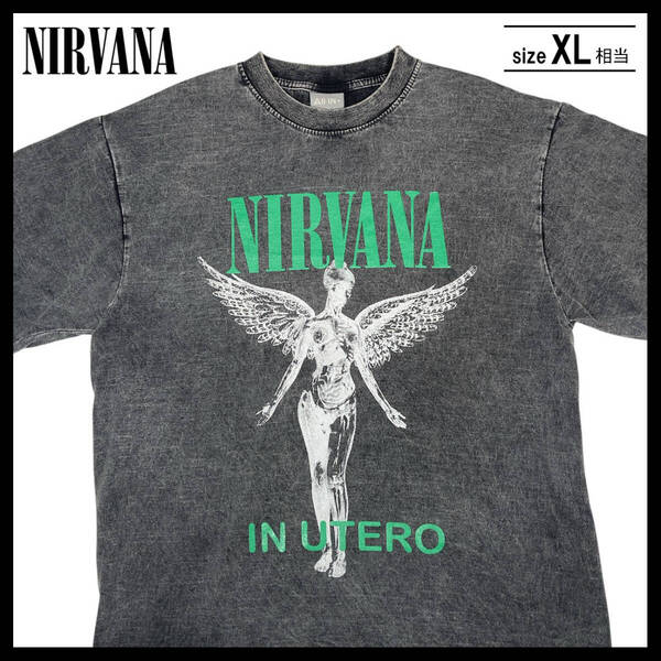 【NEW】Nirvana ニルヴァーナ IN UTERO ビンテージ加工 Tシャツ 墨黒 ブラック ( XLサイズ ) ☆送料無料☆