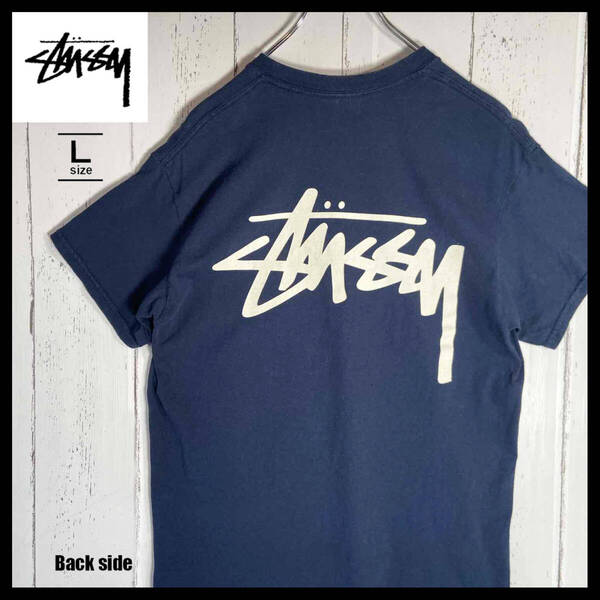 【USED】ステューシー Stussy ショーンフォントロゴ Tシャツ 90s 古着 USA製 ネイビー ( Lサイズ ) ☆送料無料☆